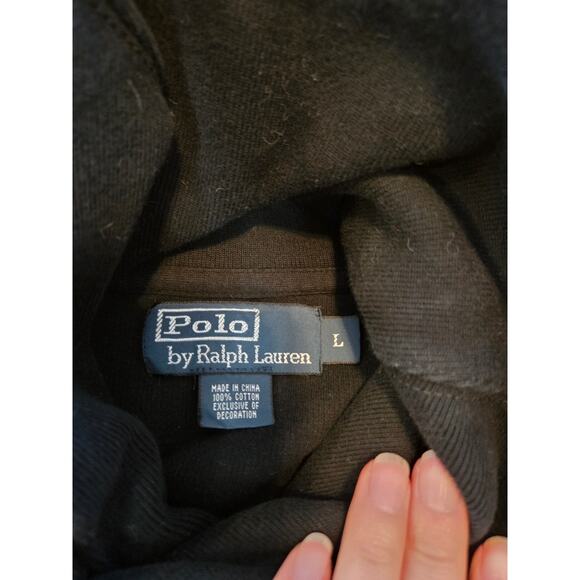 Polo Ralph Lauren shawl collar pullover black cotton knit sweater L - Picture 5 of 6